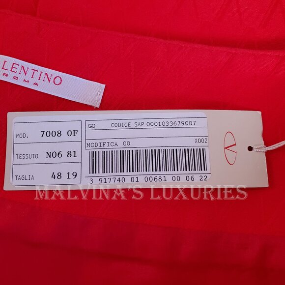 VALENTINO ROMA SKIRT RED COTTON V SIGNATURE LOGO PRINT PENCIL KNEE LENGTH 48 14 - Picture 8 of 9